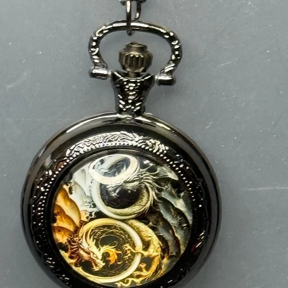 Steampunk Dragon NWT Pocket Watch Necklace - Picture 4 of 8